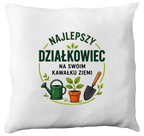 Poduszka z nadrukiem „Najlepszy działkowiec na swoim kawałku ziemi” – działka, ogród #4
