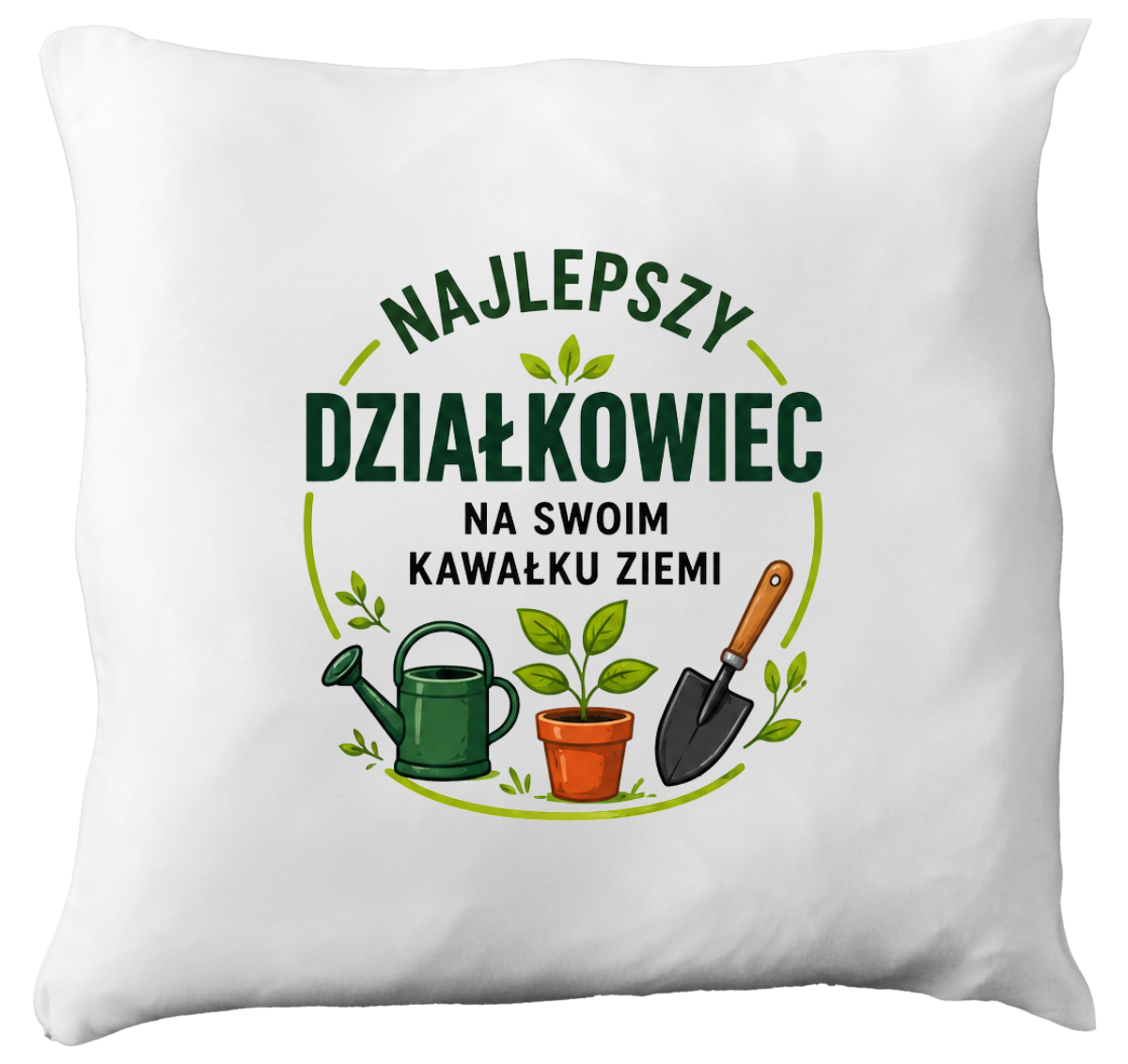 Poduszka z nadrukiem „Najlepszy działkowiec na swoim kawałku ziemi” – działka, ogród #4