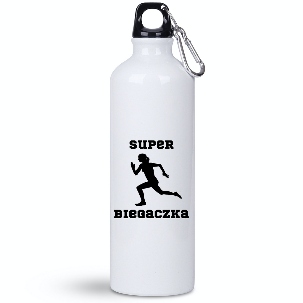 Bidon biały 800 ml z nadrukiem "Super Biegaczka" – bieganie #8