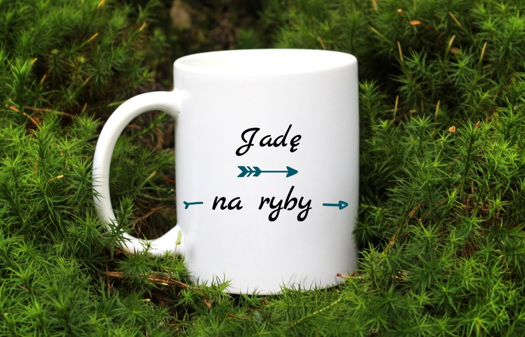 Kubek biały z nadrukiem: "Jadę na ryby" - wędkarstwo #3