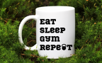 Kubek biały z nadrukiem "Eat Sleep Gym Repeat" – na prezent, siłownia #6