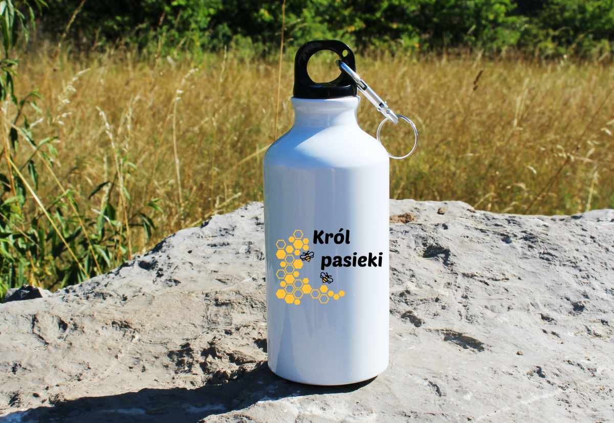 Bidon biały 400 ml z nadrukiem „Król pasieki” – pszczelarstwo #10