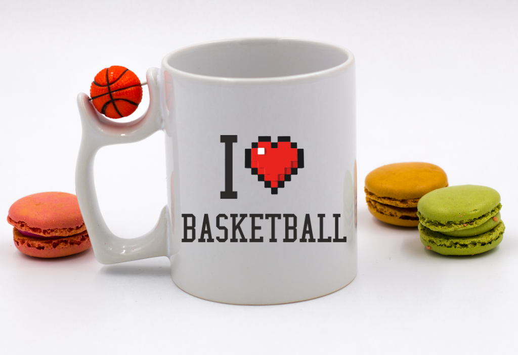 Kubek z piłką i nadrukiem "I LOVE BASKETBALL" – koszykówka #2