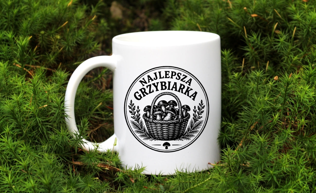 Kubek biały z nadrukiem "Najlepsza Grzybiarka" - grzyby #1