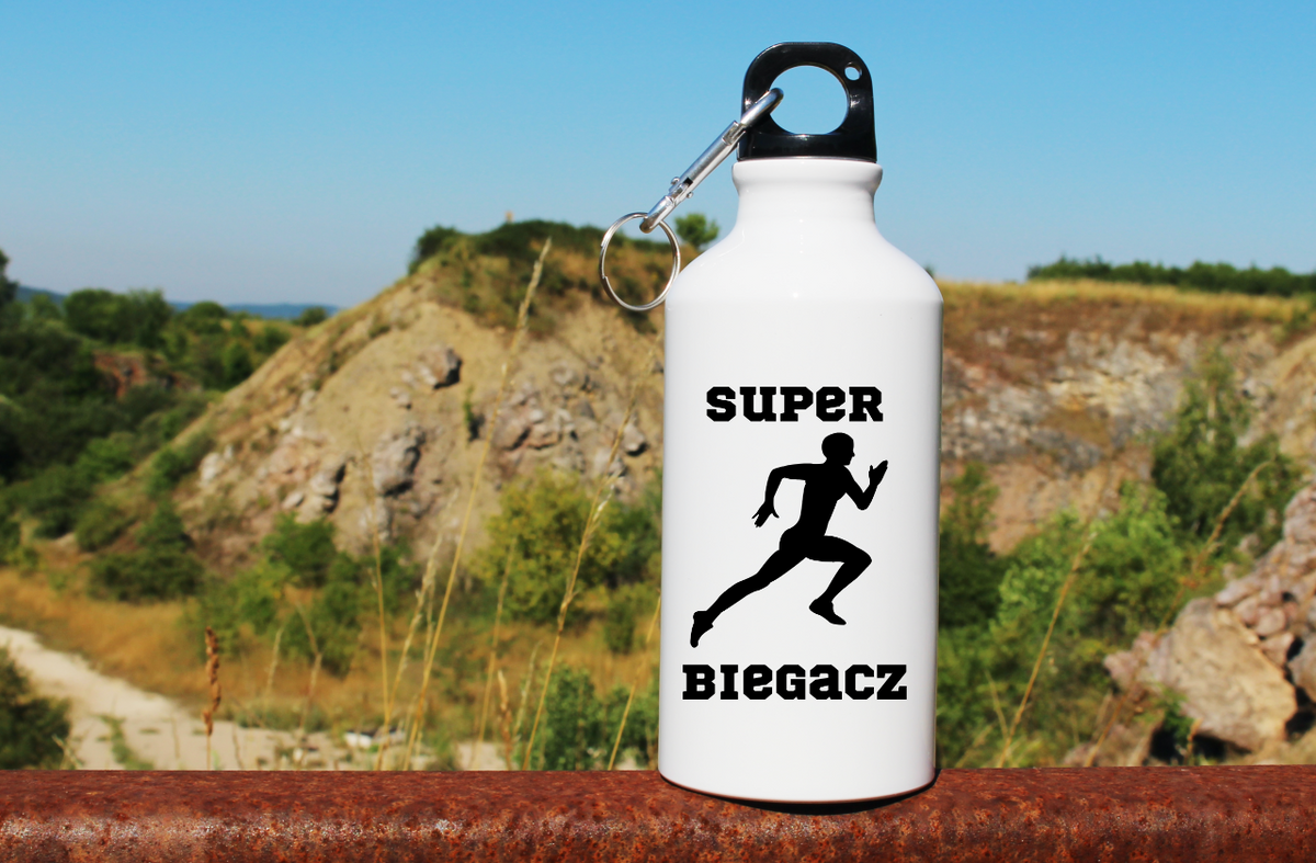 Bidon biały 400 ml dla biegacza – nadruk "Super Biegacz" – bieganie #7