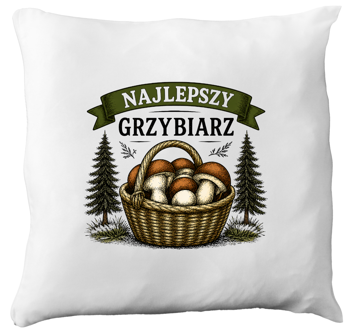 Poduszka prezent dla miłośnika grzybów z nadrukiem "Najlepszy Grzybiarz" z imieniem wyborów - grzyby #5