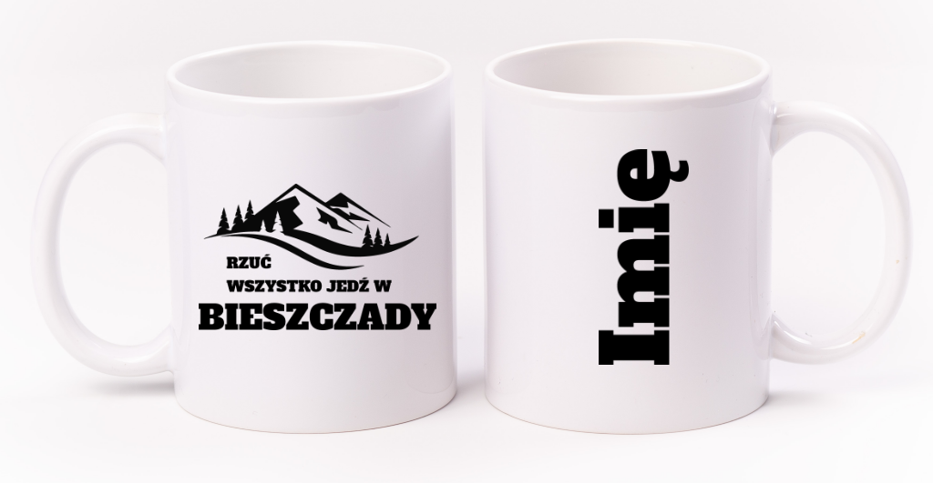 Kubek biały z nadrukiem "Rzuć wszystko, jedź w Bieszczady" - trekking, góry #5