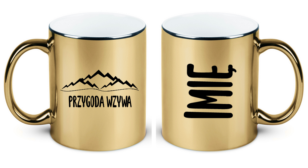 Kubek złoty z nadrukiem „Przygoda wzywa” – podróż, trekking #6