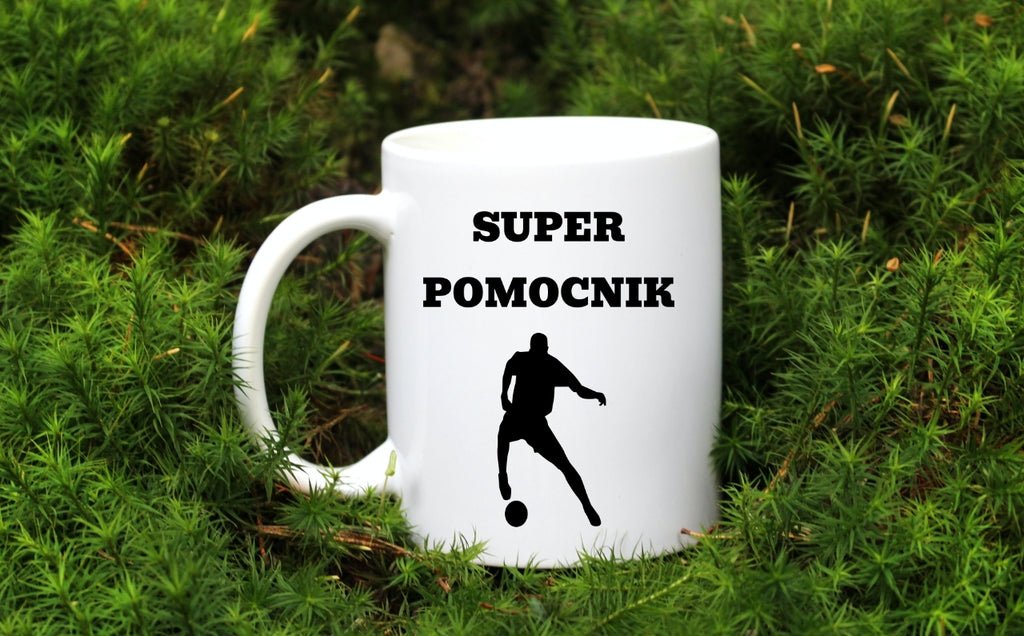 Kubek biały z nadrukiem "Super Pomocnik" – piłka nożna #13