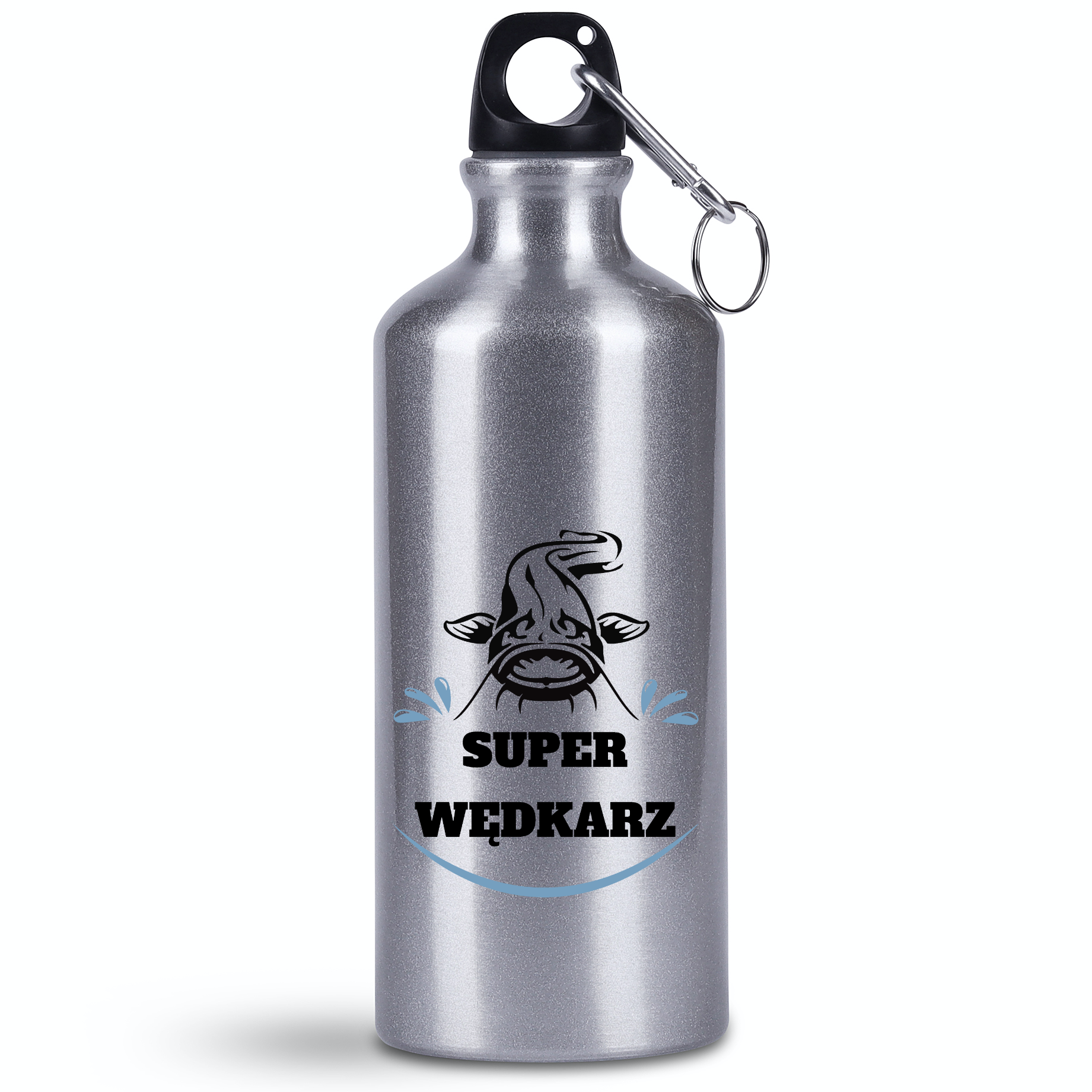 Butelka srebrna 500 ml z nadrukiem "Super wędkarz" – wędkarstwo #8