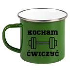 Kubek emaliowany zielony z nadrukiem „Kocham Ćwiczyć” – na siłownię #2