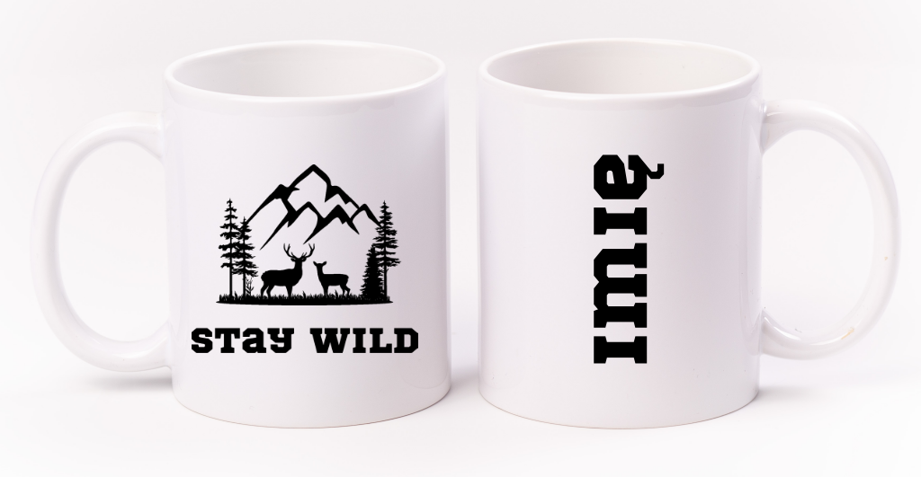 Kubek biały z nadrukiem "Stay Wild" - przyroda, przygoda, podróże #1