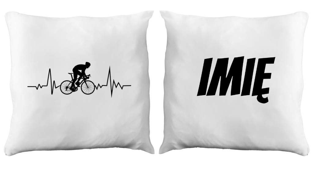Poduszka z grafiką "Rowerowe EKG, linia życia" – dla rowerzysty #10