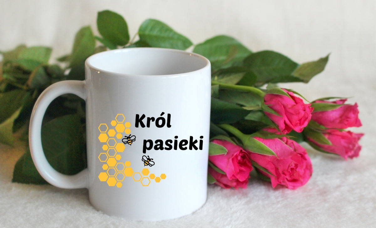 Kubek biały dla pszczelarza "Król pasieki" #10