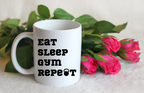 Kubek biały z nadrukiem "Eat Sleep Gym Repeat" – na prezent, siłownia #6