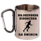 Biegowy kubek z karabińczykiem czarnym i nadrukiem "Najszybsza Biegaczka na Świecie" #3