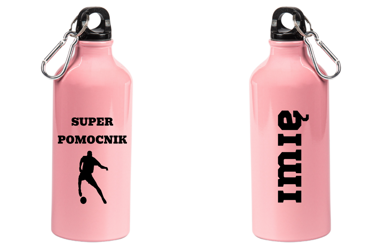 Butelka różowa 600 ml z napisem "Super Pomocnik" #2