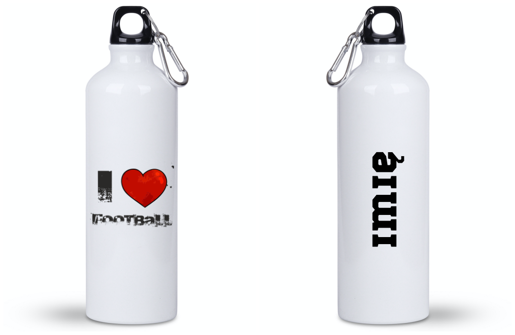 Butelka biała 800 ml z nadrukiem "I Love Football" – piłka nożna #2