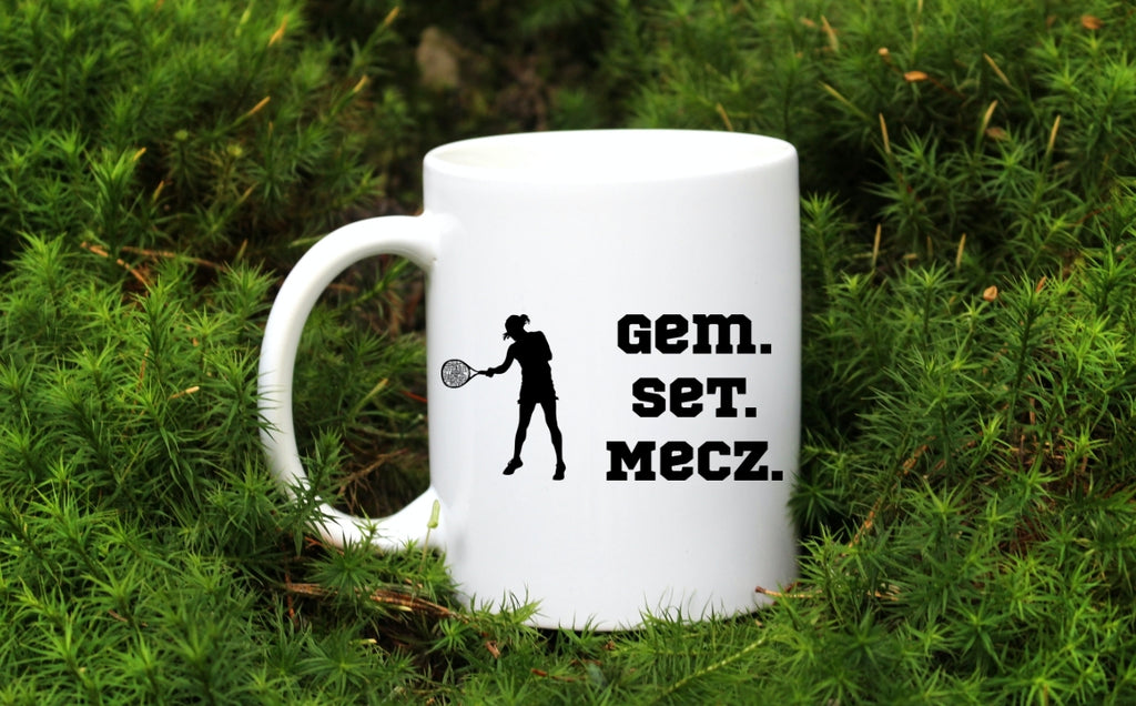 Kubek biały 330 ml z napisem "GEM SET MECZ" damski #7