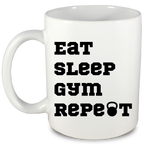 Kubek biały z nadrukiem "Eat Sleep Gym Repeat" – na prezent, siłownia #6