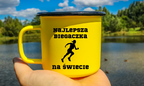 Kubek emaliowany żółty z nadrukiem "Najlepsza biegaczka na świecie" #2