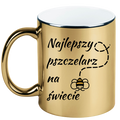 Kubek złoty z nadrukiem „Najlepszy pszczelarz na świecie” – pszczelarstwo #5