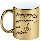 Kubek złoty z nadrukiem „Najlepszy pszczelarz na świecie” – pszczelarstwo #5