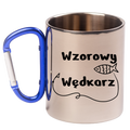 Kubek z niebieskim karabińczykiem i nadrukiem "Wzorowy Wędkarz" #1