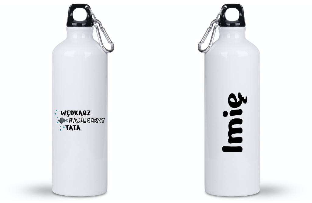 Butelka biała 800 ml z nadrukiem "Najlepszy Wędkarz Tata" – na dzień ojca, wędkarstwo #9