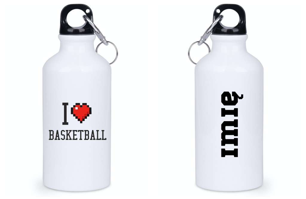 Bidon biały 400 ml z nadrukiem "I LOVE BASKETBALL" #2