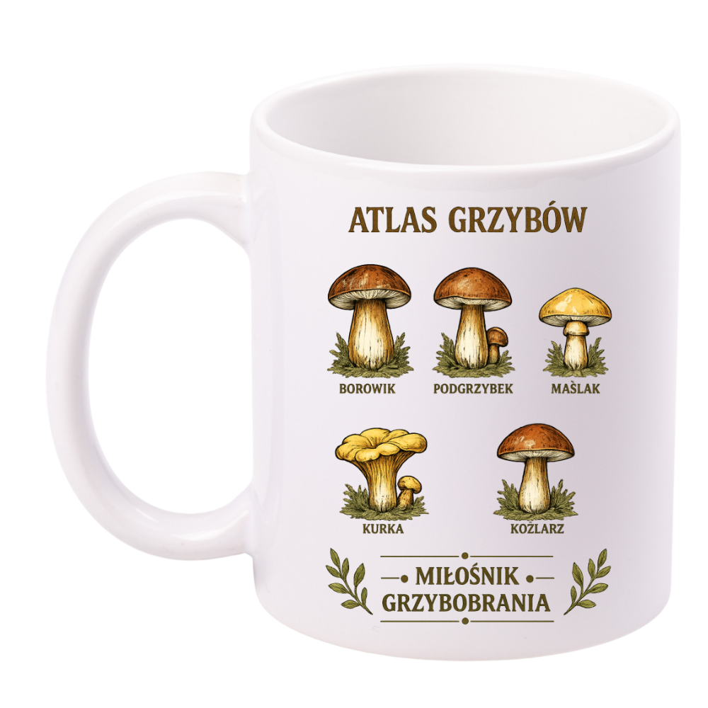 Kubek biały z nadrukiem „Atlas Grzybów” – grzyby #7