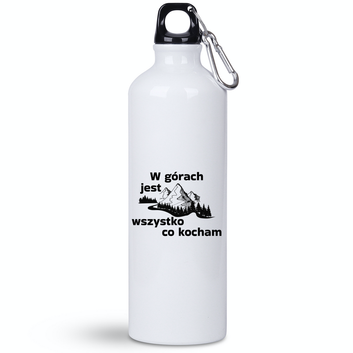 Butelka biała 800 ml z nadrukiem „W górach jest wszystko, co kocham” #3