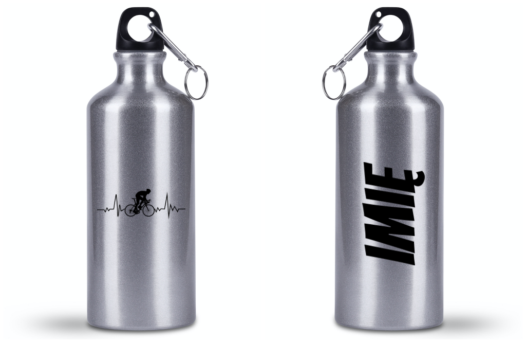 Bidon srebrny 500 ml na rower z grafiką rowerowego EKG – dla rowerzysty #6