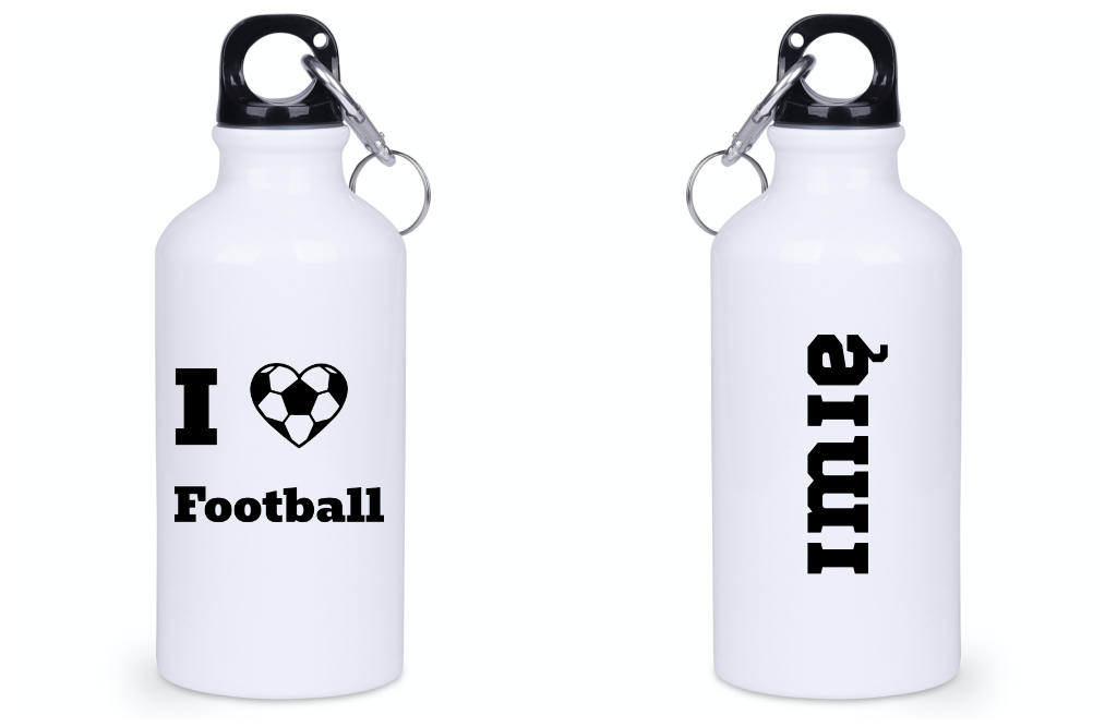Bidon biały 400 ml dla kibica piłki nożnej z napisem "I LOVE FOOTBALL" #12