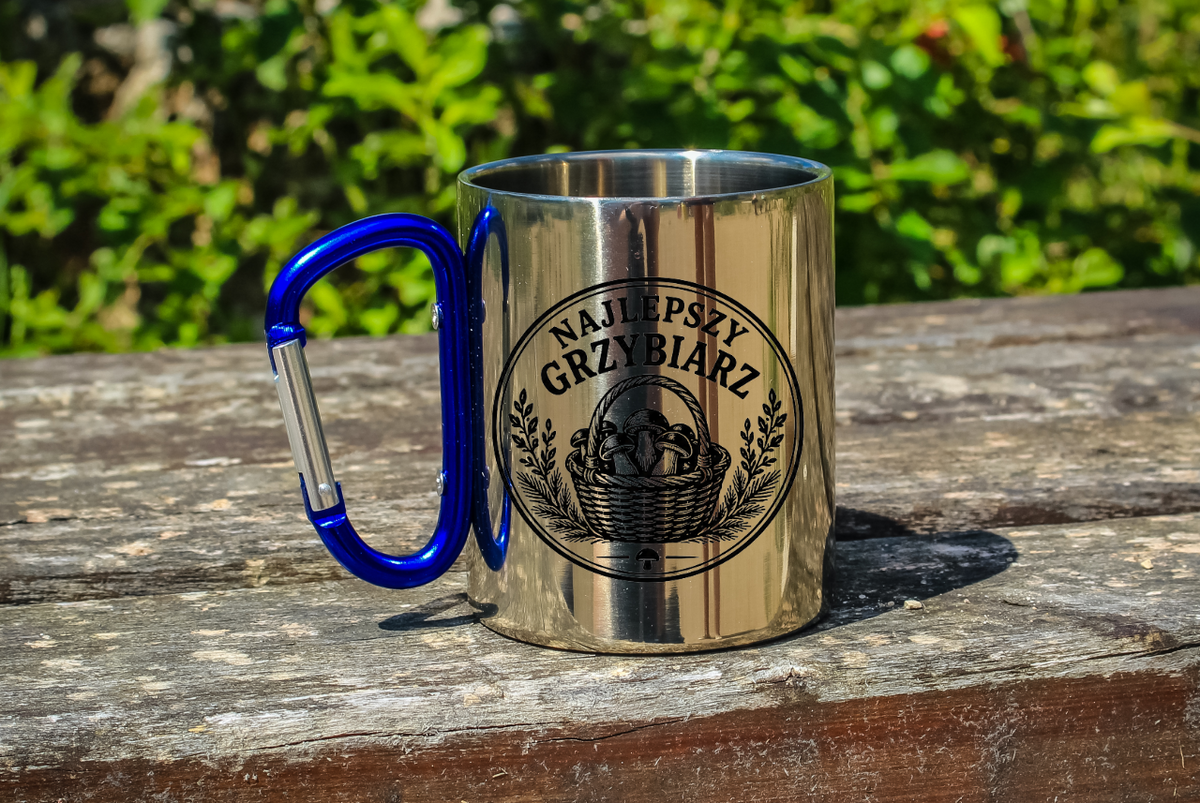 Kubek niebieski z karabińczykiem „Najlepszy Grzybiarz” – na grzybobranie #2