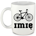 Kubek biały z grafiką rowerową i imieniem do wyboru – dla rowerzystów #3