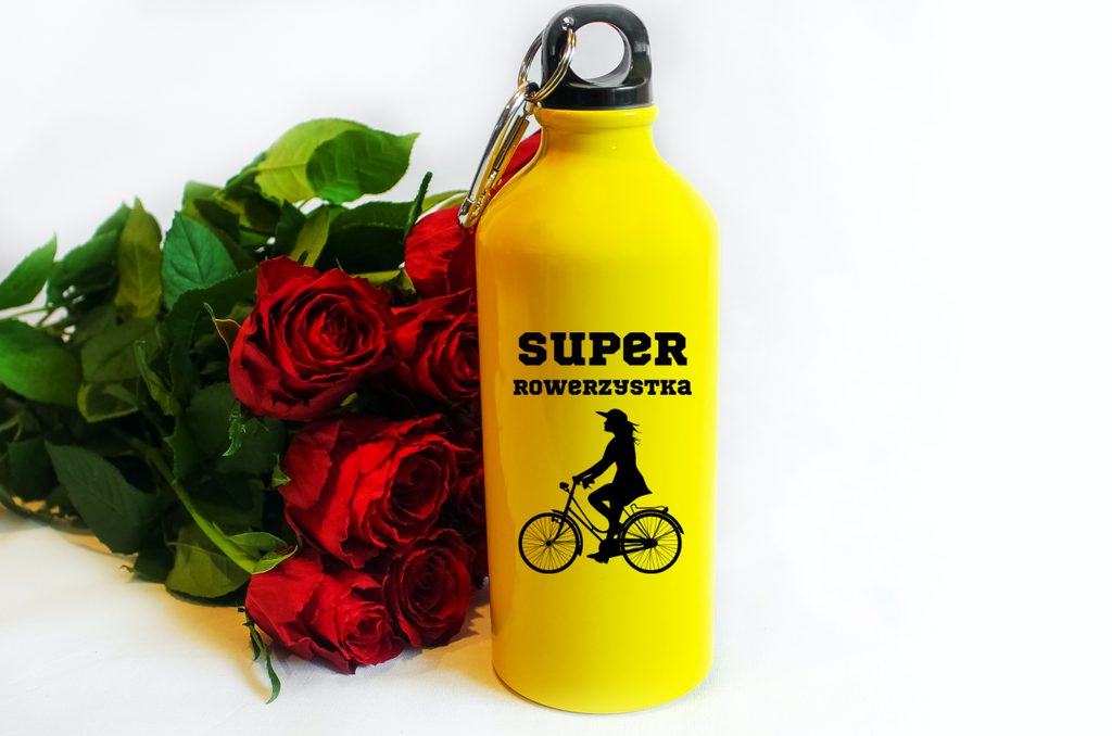Bidon żółty 600 ml z nadrukiem "Super Rowerzystka" - dla rowerzystki #7