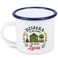 Kubek emaliowany biały z nadrukiem „Działka to nie hobby, to styl życia” – ogród, działka #2
