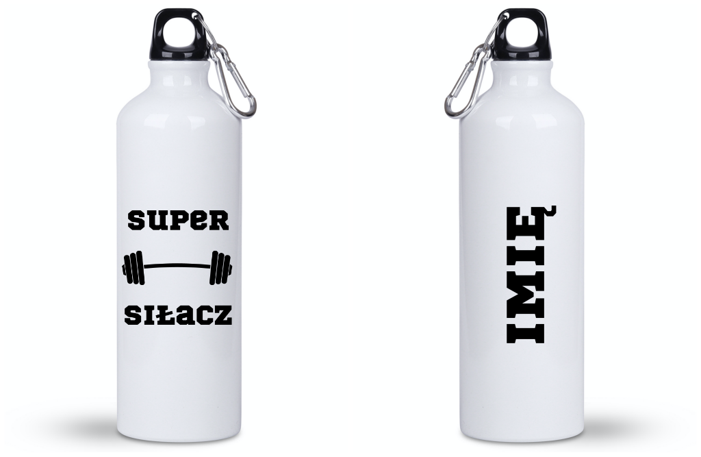 Butelka biała 800 ml na siłownię z napisem „Super Siłacz” #3