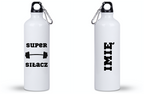 Butelka biała 800 ml na siłownię z napisem „Super Siłacz” #3