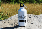 Butelka biała 400 ml z grafiką roweru i imieniem do wyboru – dla rowerzystów #11