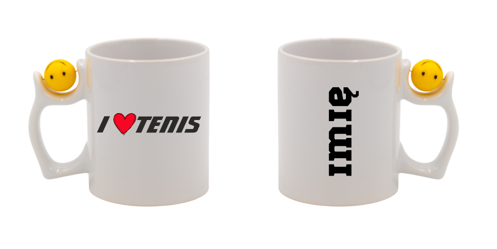 Kubek z piłką i grafiką: I LOVE TENIS #1