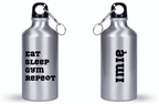 Bidon srebrny 400 ml z nadrukiem „Eat Sleep Gym Repeat” – siłownia #7