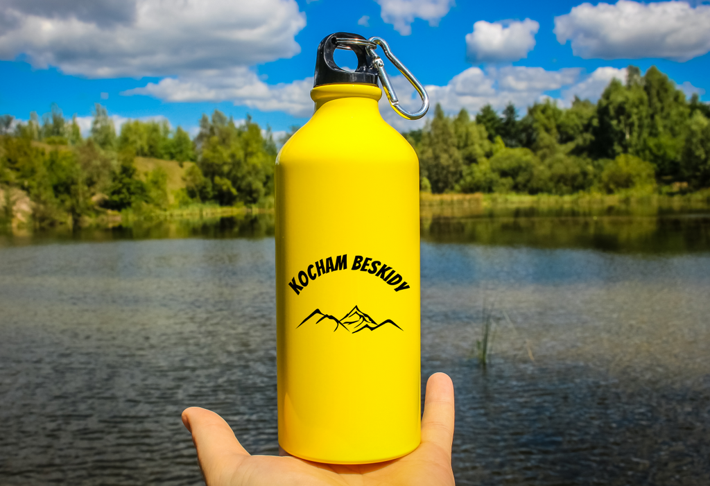 Butelka żółta 600 ml z nadrukiem „Kocham Beskidy” – góry #2