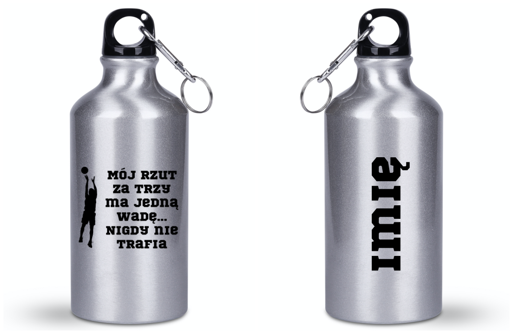 Butelka srebrna 400 ml z nadrukiem prezent dla koszykówki #3