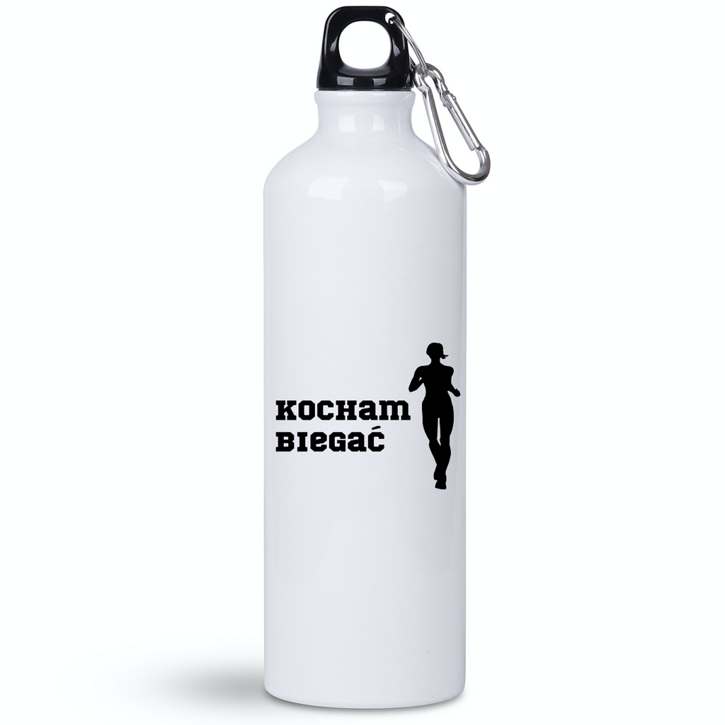 Bidon biały 800 ml z nadrukiem "Kocham Biegać", damski – bieganie #4