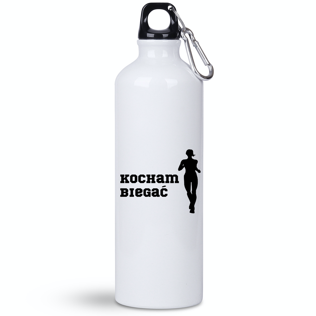 Bidon biały 800 ml z nadrukiem "Kocham Biegać", damski – bieganie #4