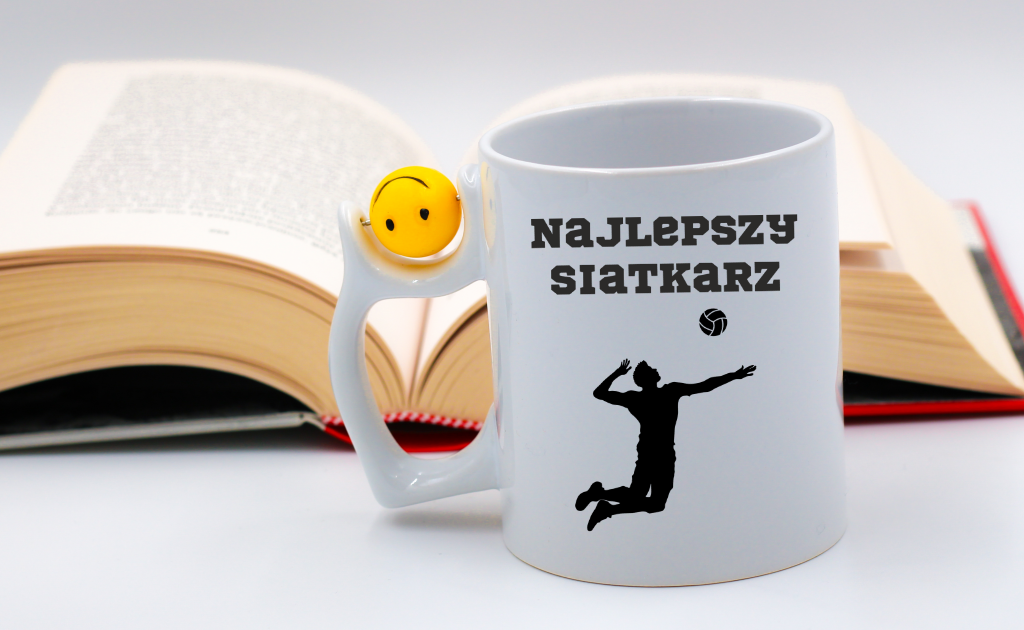 Kubek z piłką w uchwycie i nadrukiem "Najlepszy Siatkarz" – siatkówka #7