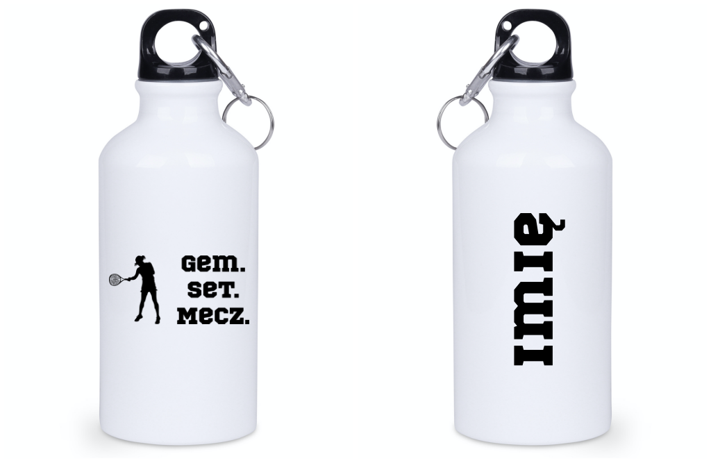 Butelka biała 400 ml z napisem "Gem Set Mecz" – damska #8