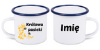 Kubek emaliowany biały z nadrukiem „Królowa pasieki” – pszczelarstwo #9